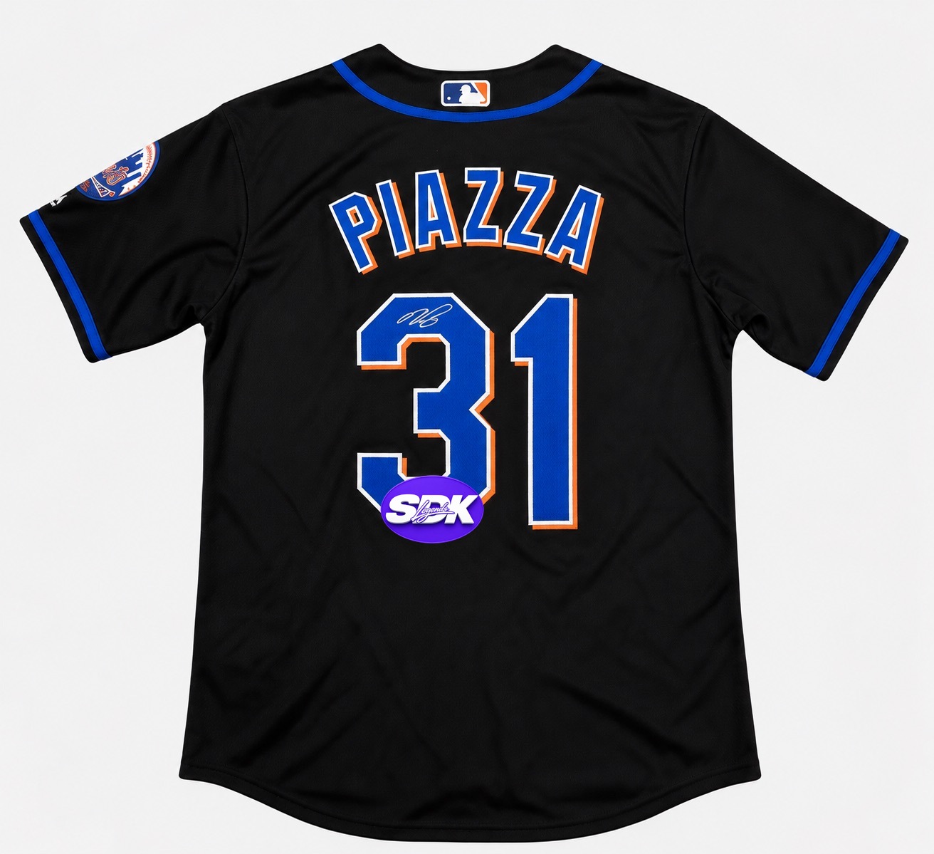 Mike Piazza Signed New York Mets Black Jersey BAS COA
