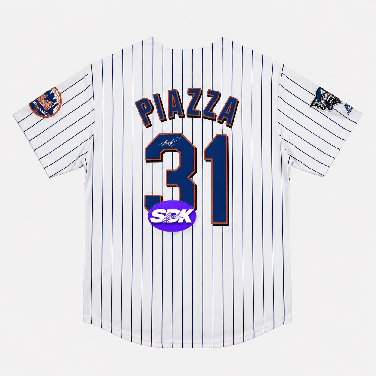 Mike Piazza Signed New York Mets White Pinstripe Jersey BAS COA