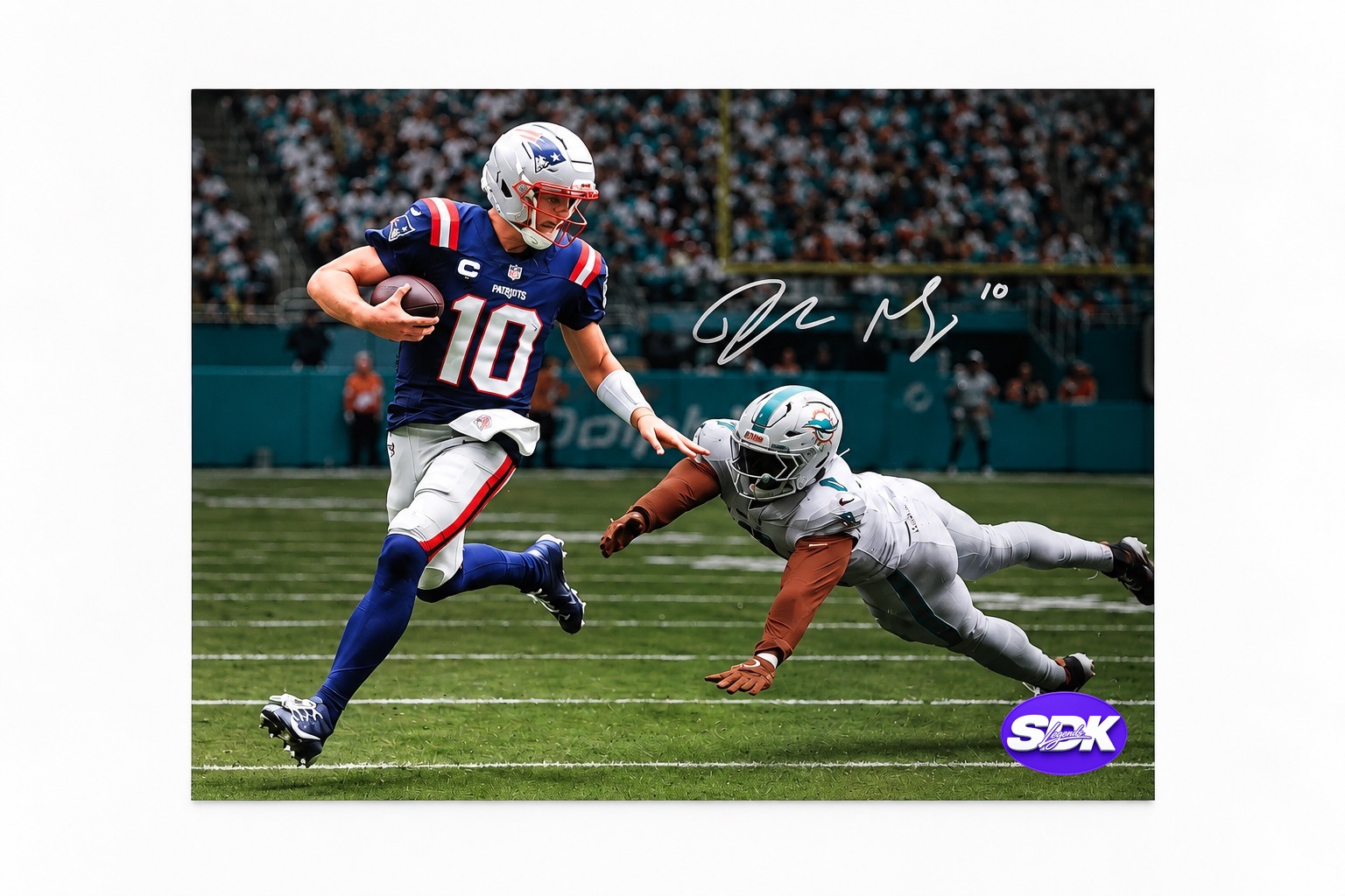 Drake Maye Signed New England Patriots Framed Photo Fanatics COA