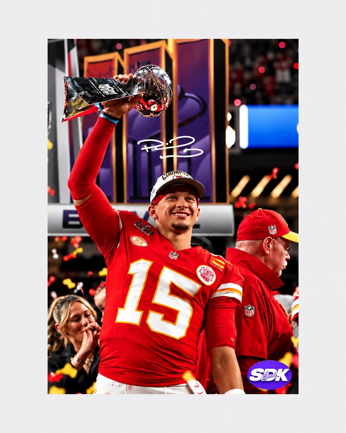 Patrick Mahomes Signed Kansas City Chiefs Championship Celebration Framed Photo Fanatics COA