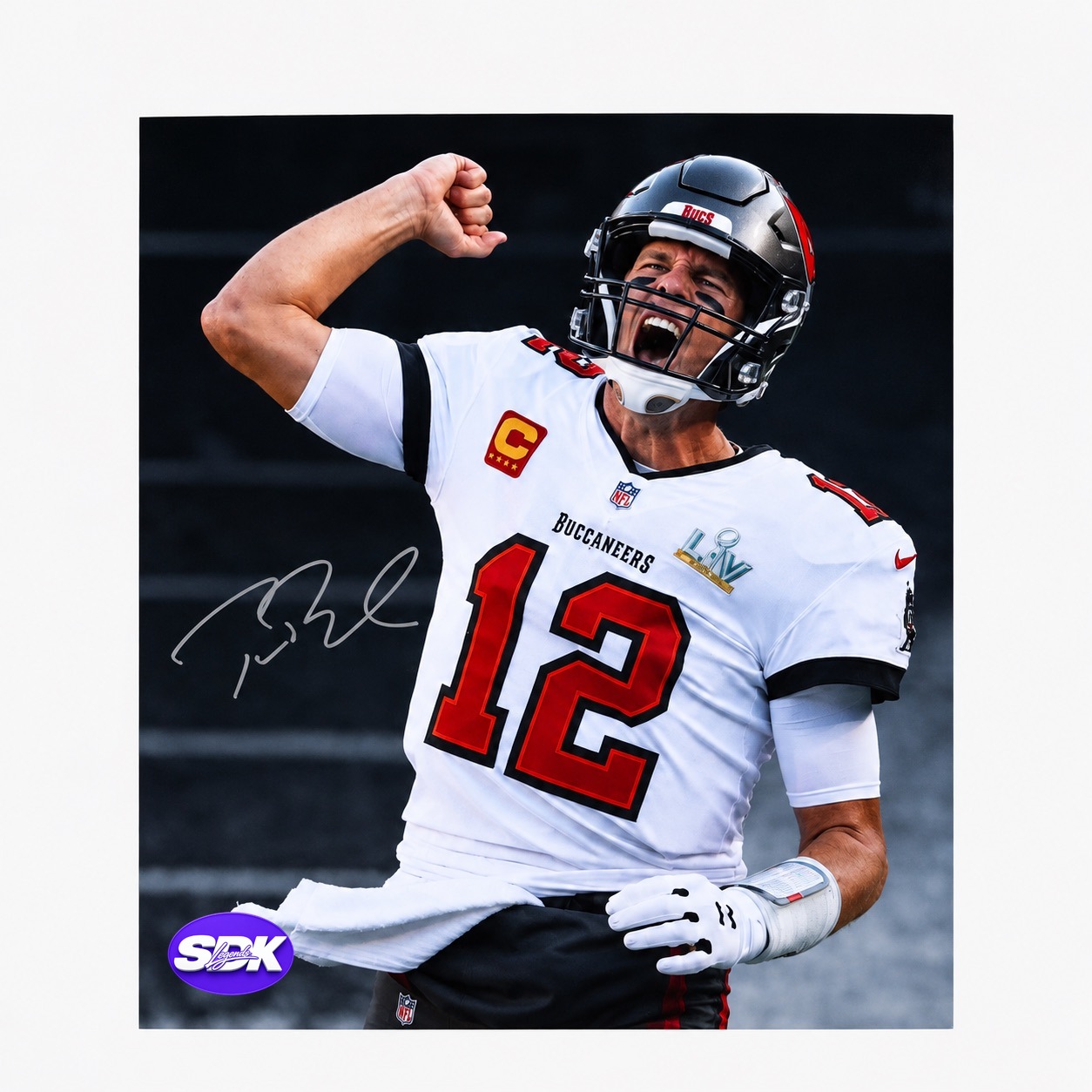 Tom Brady Signed Bucs SB LV Scream 16x20 Framed Photo Fanatics COA