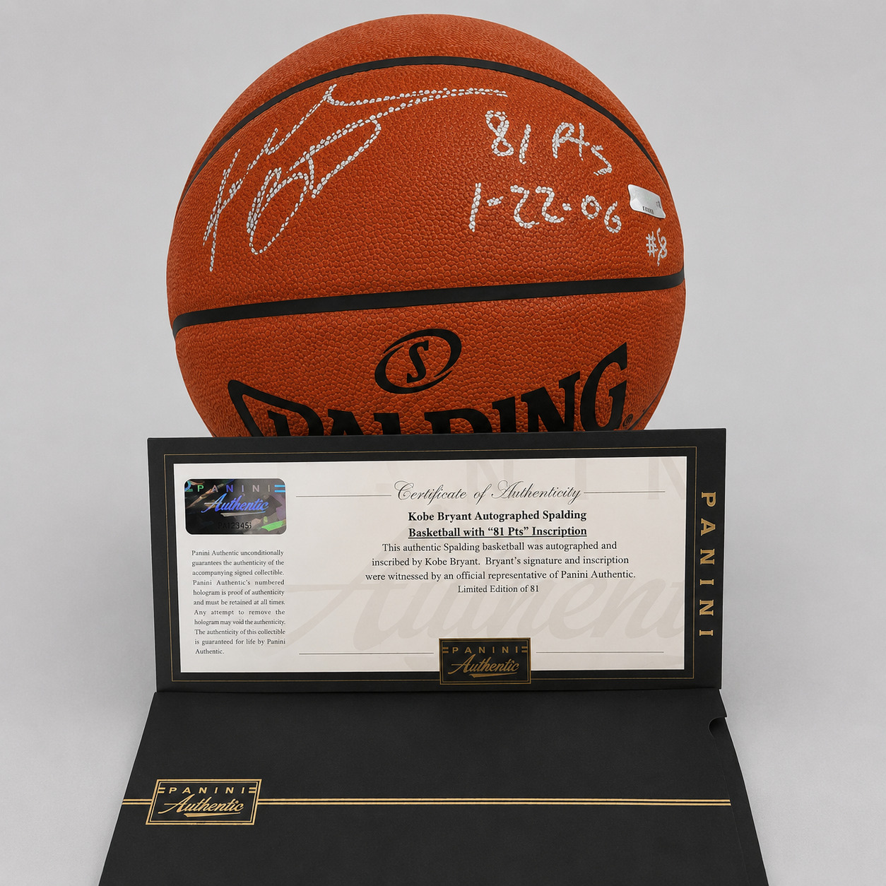 Kobe Bryant Spalding Basketball Hand Signed "81 Pts" Inscription Panini COA