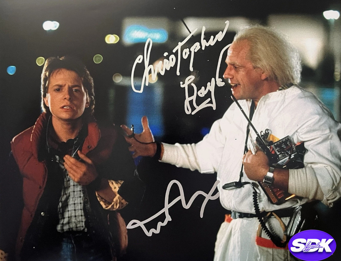 Michael J. Fox and Christopher Lloyd Signed New York Rangers Photo Steiner COA