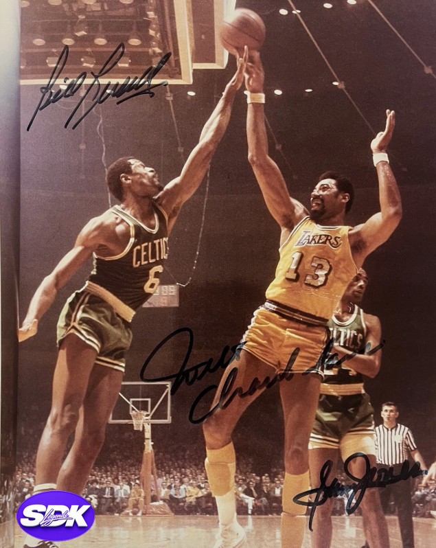 Wilt Chamberlain and Bill Russell Signed Boston Celtics Photo JSA COA