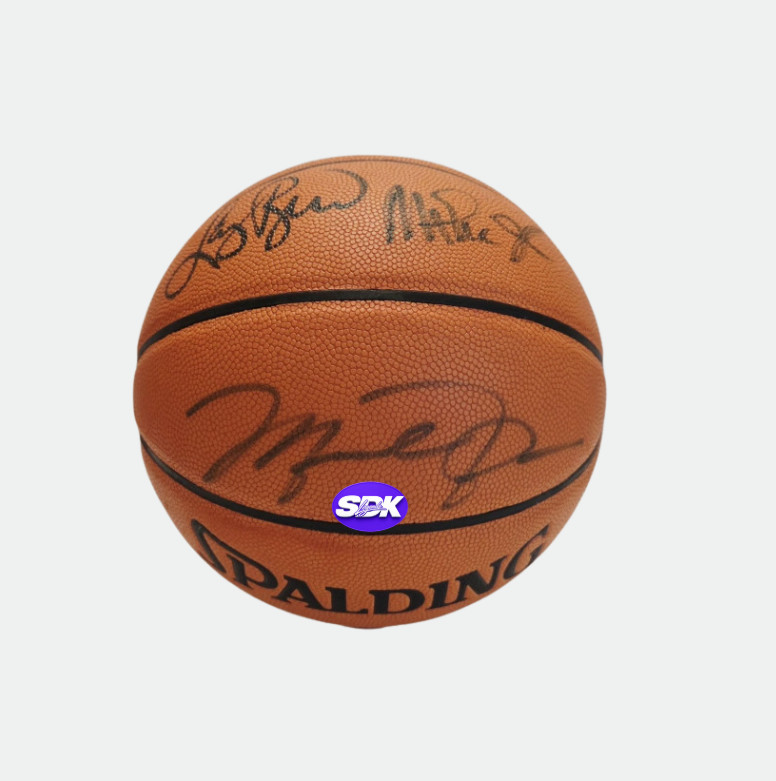 Michael Jordan and Larry Bird and Magic Johnson Signed Basketball UDA COA