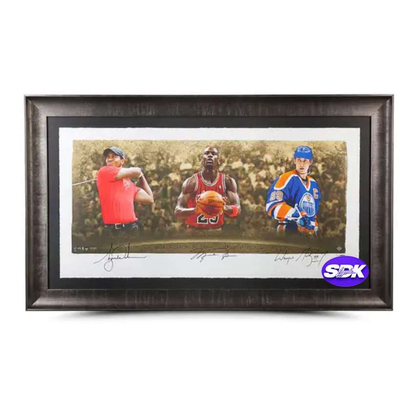 Michael Jordan and Muhammad Ali and Tiger Woods Signed Championship Photo UDA COA