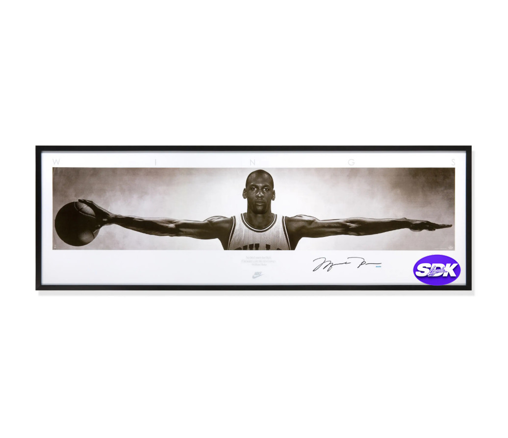 Michael Jordan Signed Detroit Red Wings Framed Poster JSA COA