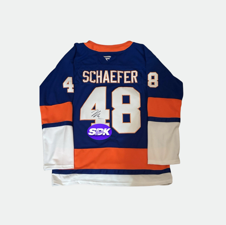 Matthew Schaefer Signed New York Islanders Navy White Sleeves Jersey JSA COA