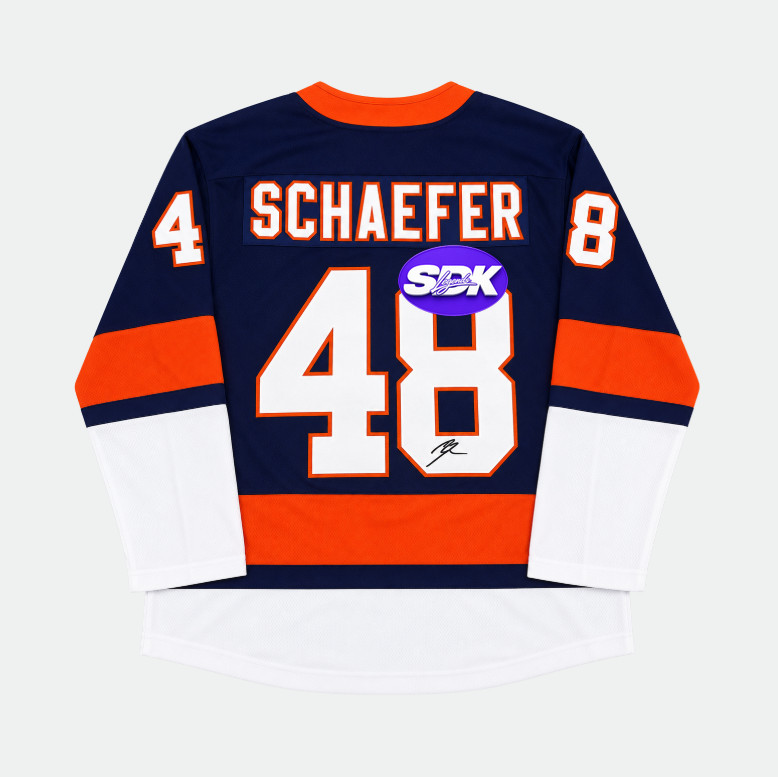 Matthew Schaefer Signed New York Islanders Navy Jersey JSA COA
