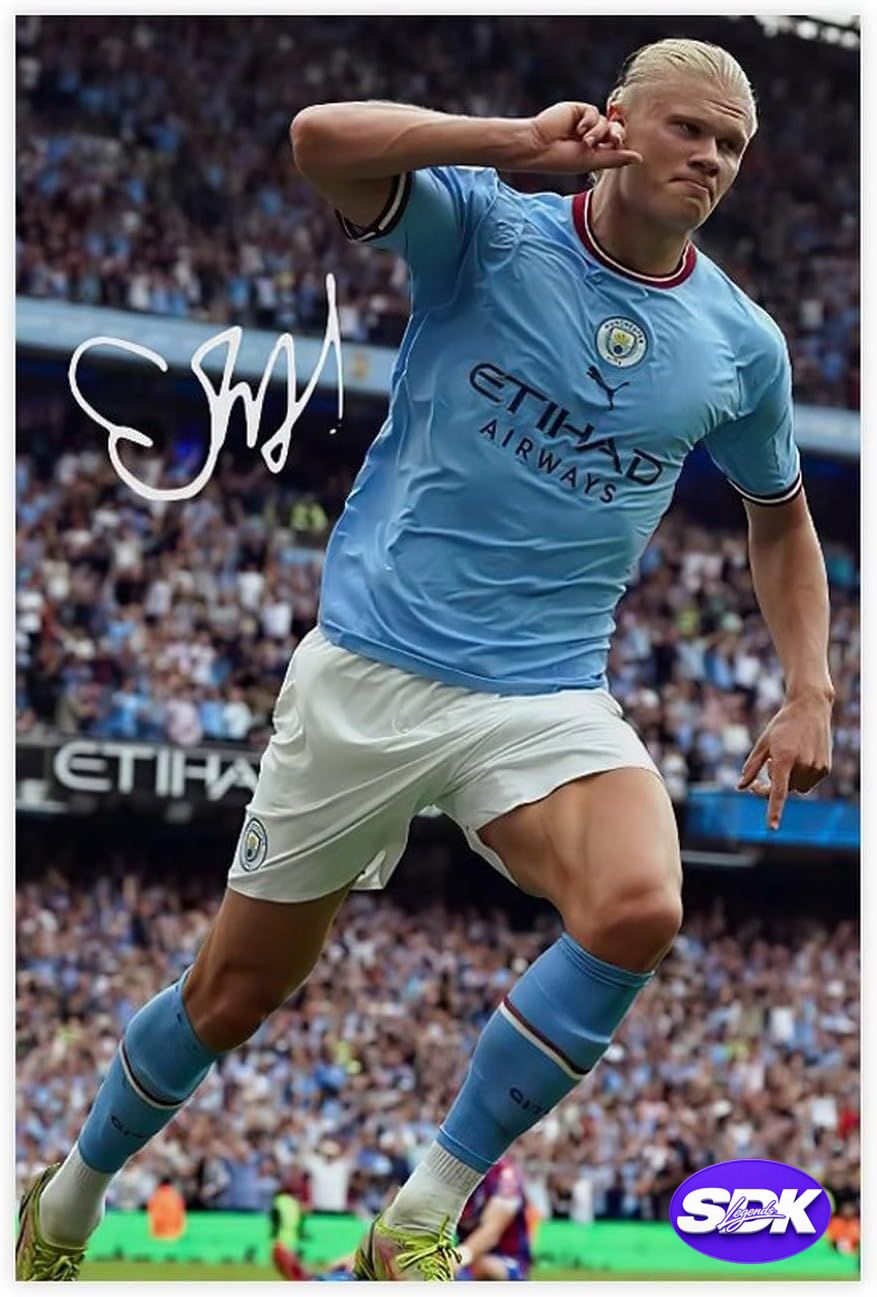 Erling Haaland and Kevin De Bruyne Signed Manchester City 12x18 Photo