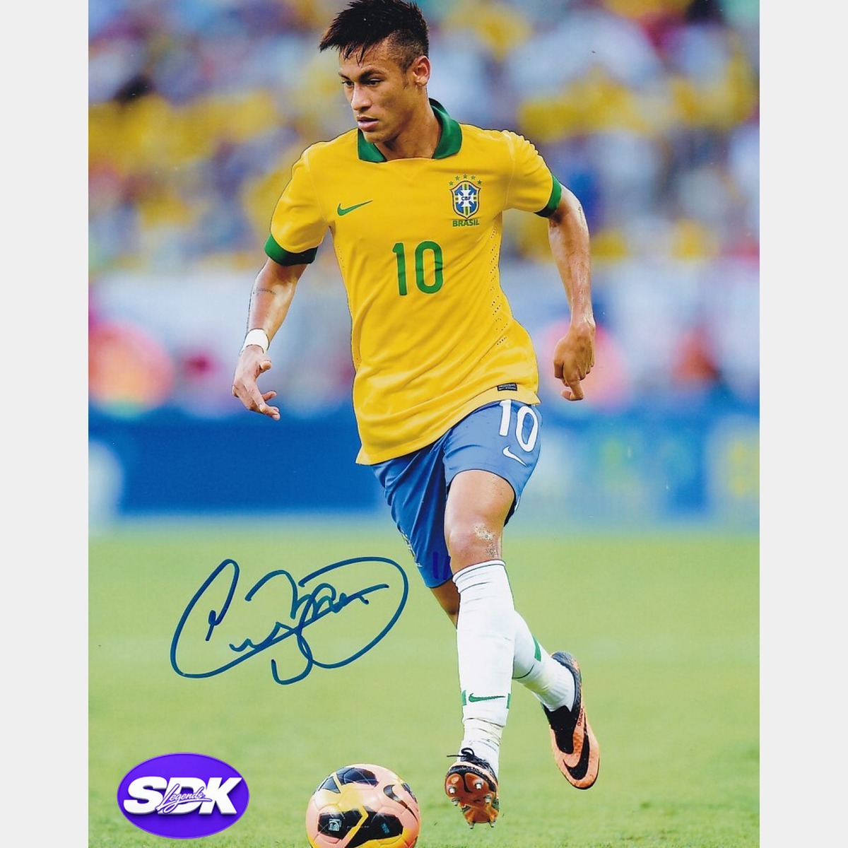 Neymar Jr. Signed Dribbling Photo