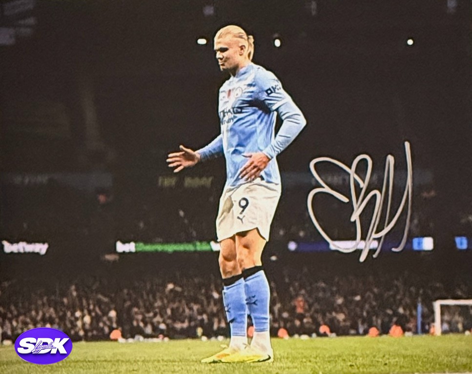 Erling Haaland Signed Manchester City Photo 8x10 BAS COA